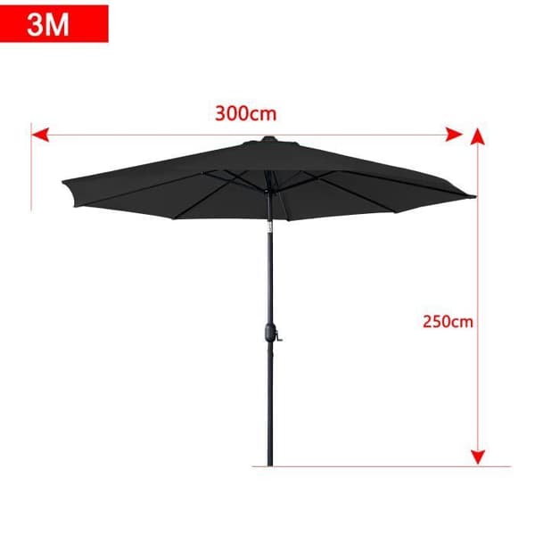 LZQ Parasoll för Trädgård Ø300 cm med Veva och UV-skydd 40+, utan Stöd, för Strand, Patio, Trädgård, Balkong, Terrass, Grå