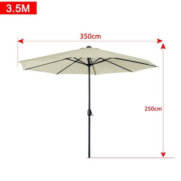 LZQ Trädgårdsparasol Ø350 cm med Vevar och UV-skydd 40+, utan Stöd, för Strand, Patio, Trädgård, Balkong, Terrass, Beige