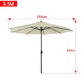 Miniatyrbild 2 av 4: YUENFONG Uteparaply Justerbar Parasol med Vev 350cm UV-skydd för Trädgård, Balkong, Terrass, Beige