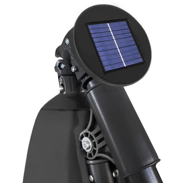 YUENFONG Outdoor Garden Parasoll med vev aluminiumparaply UV 40+ skydd, Ø300cm, grigio scuro, med solar LED