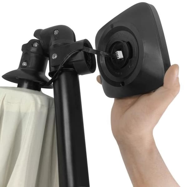 YUENFONG Trädgårdsparasol Utomhus med Vev Parasoll Aluminium UV-skydd 40+, med solcell LED, Beige, Ø300cm