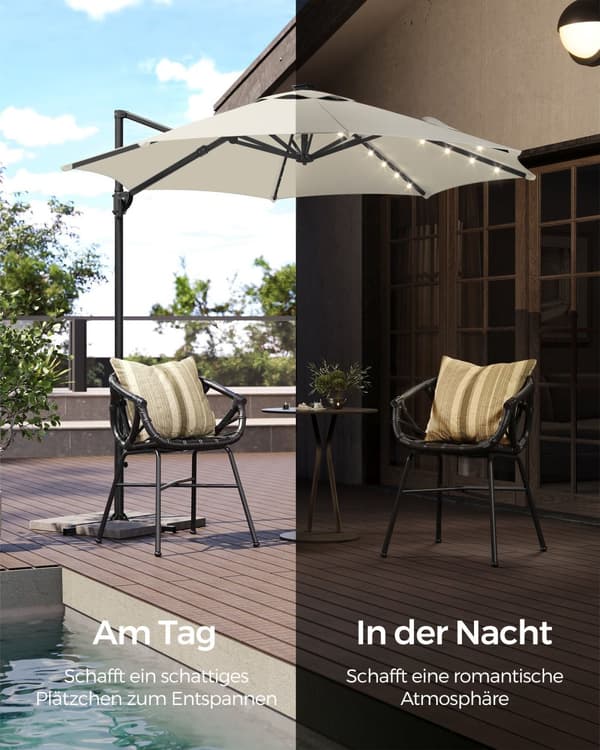 Parasol, Hængeparasol, 300 cm, Cremehvid.