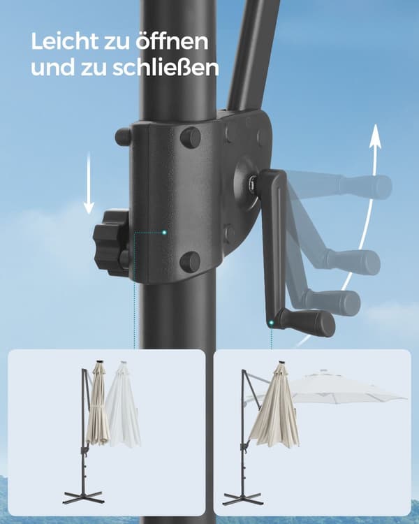 Parasol, Hængeparasol, 300 cm, Cremehvid.