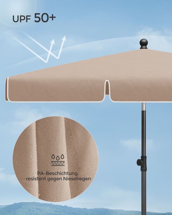Parasol, SONGMICS, 200 x 125 cm, Grå.
