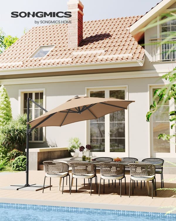 Parasol, Ampelskærm, 300 cm, Kamelbrun.