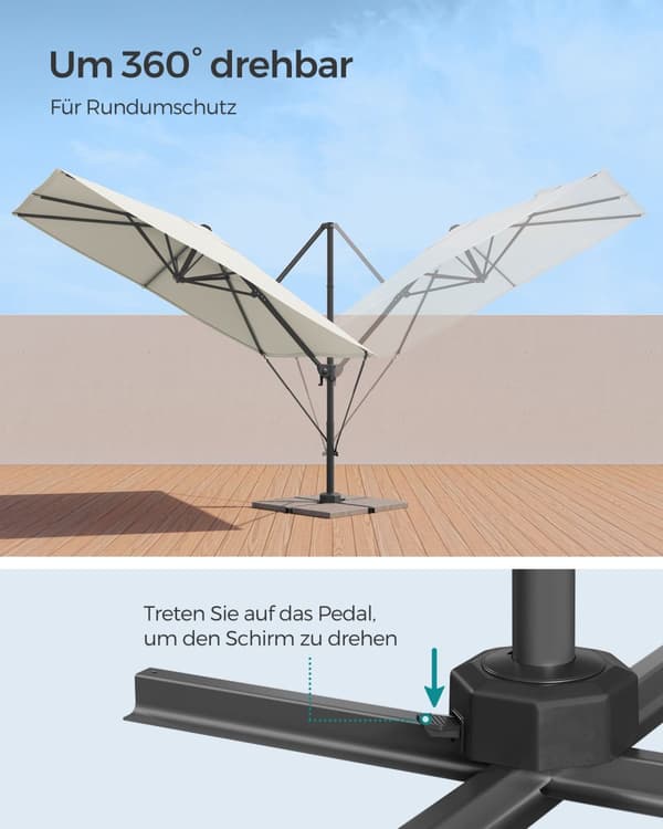 Paraply, SONGMICS Solparaply, 270x270 cm, Creme