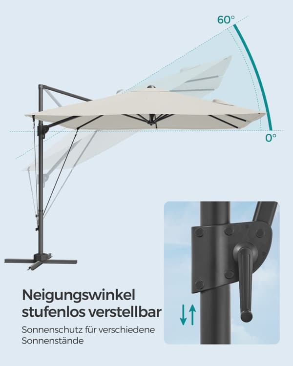 Paraply, SONGMICS Solparaply, 270x270 cm, Creme