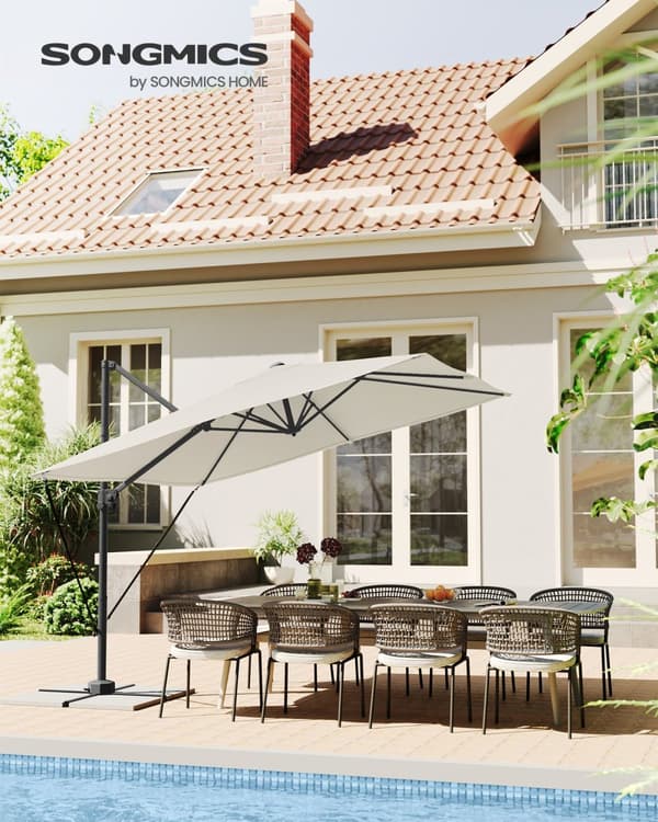 Paraply, SONGMICS Solparaply, 270x270 cm, Creme