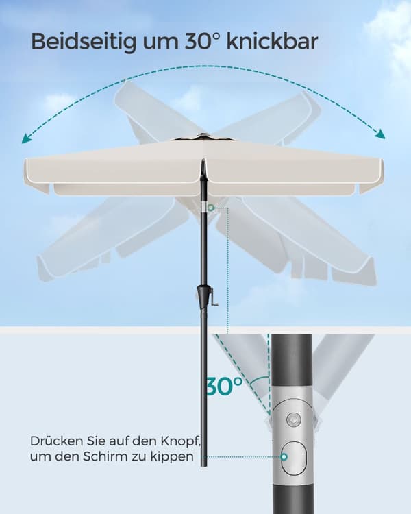 Parasol, SONGMICS, 200x150 cm, Grå, Beige.