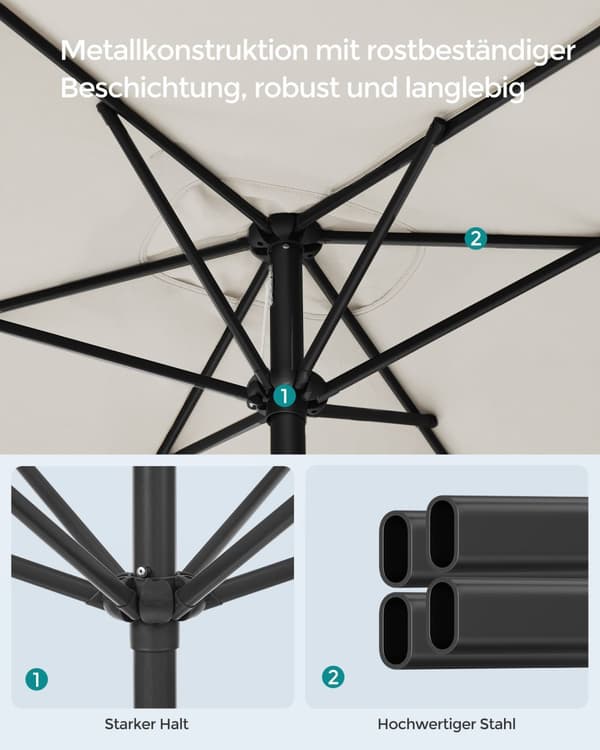 Parasol, SONGMICS, 200x150 cm, Grå, Beige.