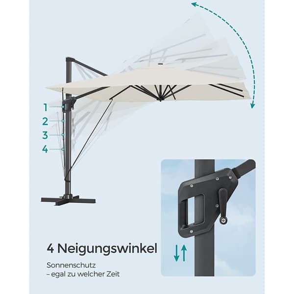 Parasol, Ampelskærm, Kvadratisk, Haveparaply, 300x300 cm, Beige
