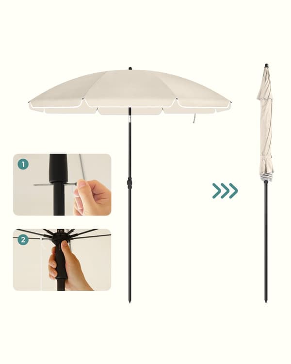 Markkinasateenvarjo, SONGMICS Aurinkovarjo, Ø 160 cm, Sininen
