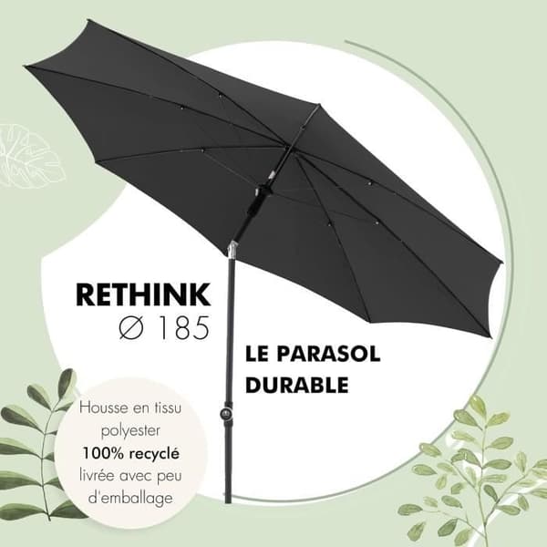 Parasol Doppler Rethink 200cm mörkgrå