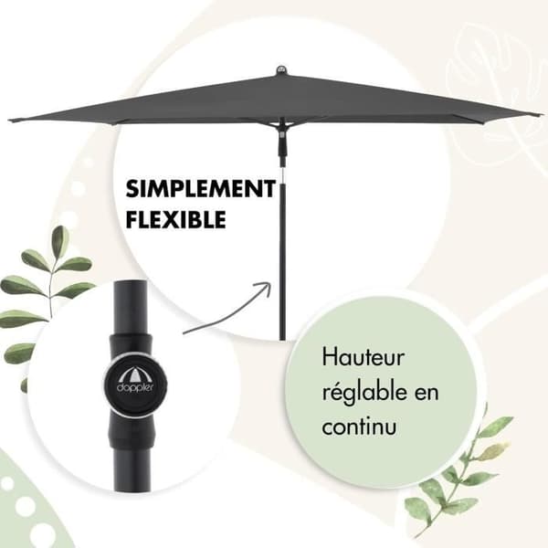 Parasol doppler Rethink 180x120cm mörkgrå