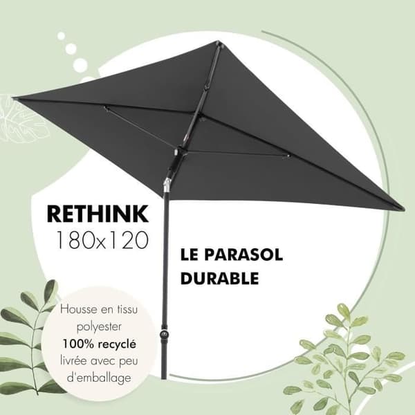 Parasol doppler Rethink 180x120cm mörkgrå