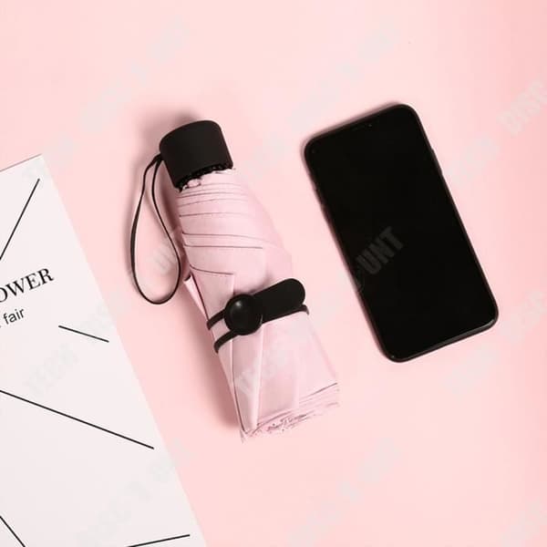 TD® Mini Ultralight Fem-faldigt Paraply Vinyl Paraply Anti-ultraviolett Soligt och regnigt paraply med dubbla användningsområden