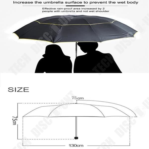 TD® Dual Purpose Paraply Anti-UV, Vind Dubbel Vattentät Tyg -130cm Röd