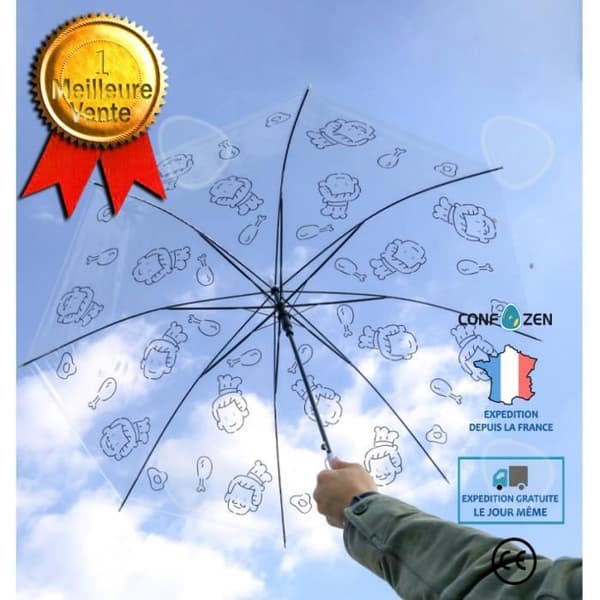 CONFO® Transparent långt handtag PVC paraply tryckt mönster halvautomatisk reklam paraply affärspresent