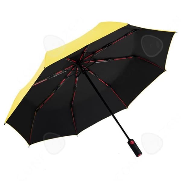 CONFO® Red Fiber Skeleton Trifold Automatisk Paraply Parasoll Solskyddsmedel Automatiskt Paraply