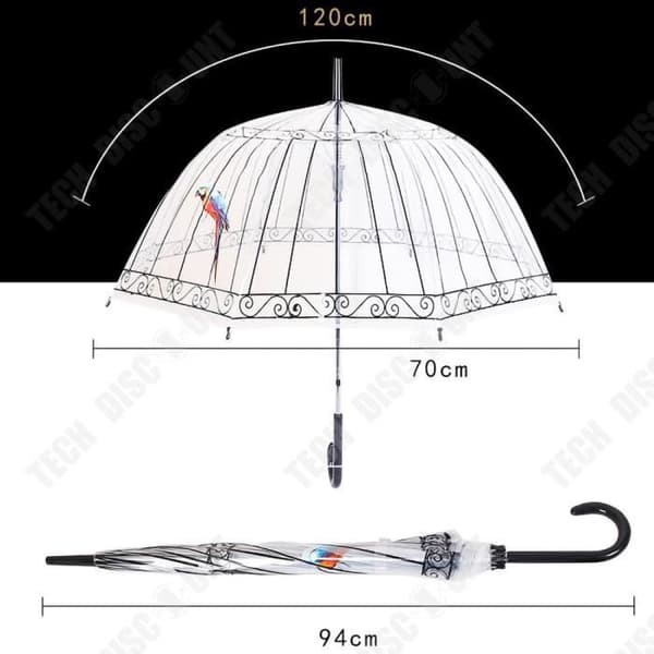 TD® Transparent Paraply Automatisk Bell Dome öppning Cane Bröllop Spets utskrift