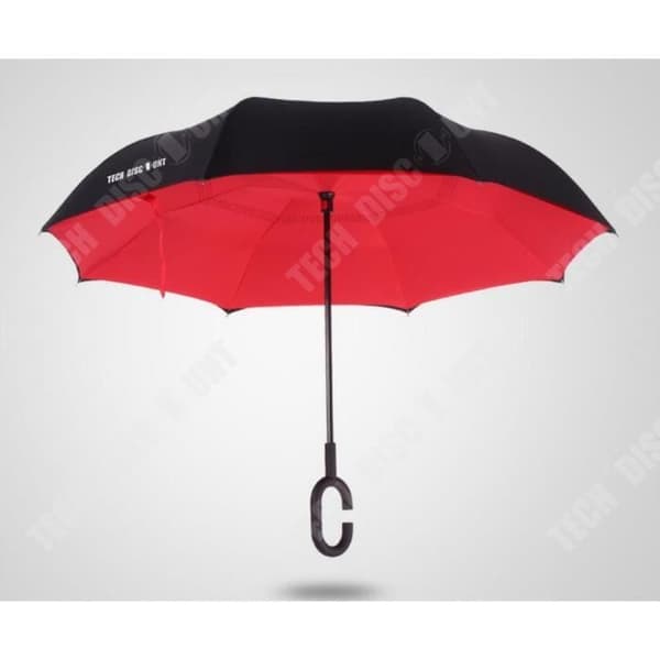 TD® Inverterat paraply kvinnor liten storlek anti storm fjäril fällbar barn man pojke manuell hand regn röd svart plast