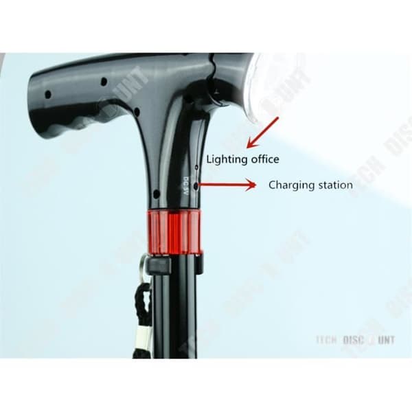 TD® Walking stick paraply kvinna man Lyxig LED dekorerad justerbar +100 kilo aluminium krycka design dubbel användning 88cm lättvikt