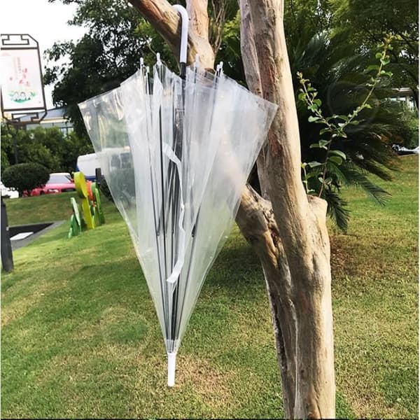 CONFO® Paraply böjt handtag rak stång transparent långt handtag paraply dubbel paraply maker nät röd halvautomatisk