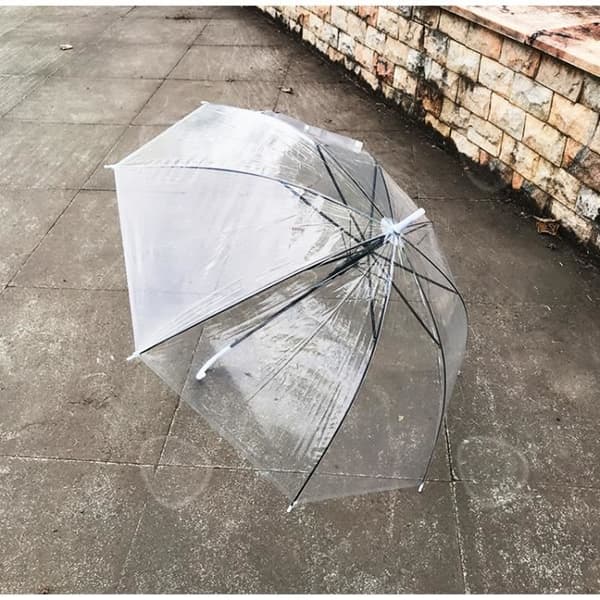 CONFO® Paraply böjt handtag rak stång transparent långt handtag paraply dubbel paraply maker nät röd halvautomatisk