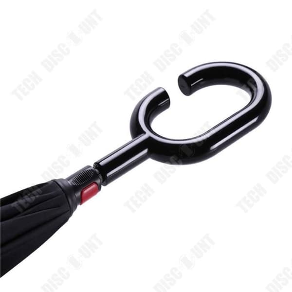 TD® Inverted Paraply Cane Black Double Layer Hands Free C Handtag Anti-UV Vindtätt Anti-rollover Inverterat väderparaply
