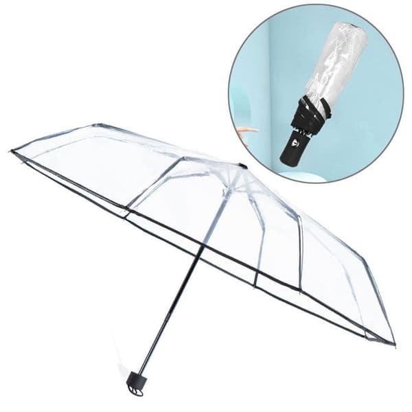 TD® transparent automatiskt paraply Diameter 98cm Vikbar design Högkvalitativ ram