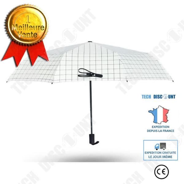 TD® hopfällbart paraply med Open Auto Close Compact Canopy Vindtät Vattentät Rayon (Vit)