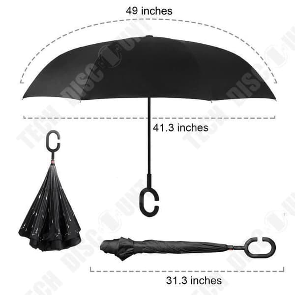 Fällbart paraply - TECH DISCOUNT - Svart - 107 cm - UV- och regenskydd
