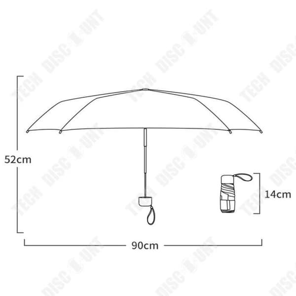 TD® Sun paraply mini soligt regn bärbart solskyddsficka paraply sex gånger 6-bens hopfällbara anti-ultraviolett paraply