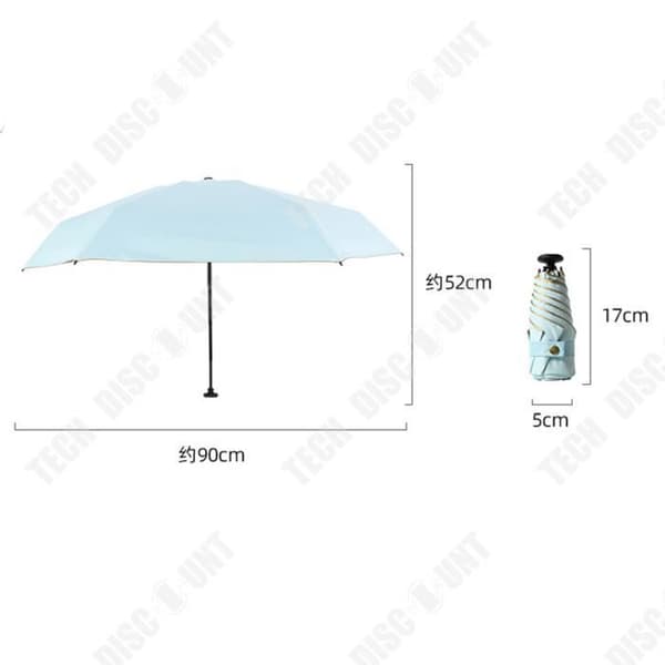 TD® Sun Paraply UV-skydd Ultralätt femdubbelt paraply 6-bens Mini Portable Compact Rain or Shine Dual Purpose Enkel