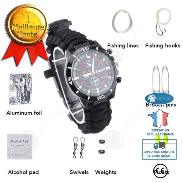 INN® Multifunktionssats för utomhussporter Camping Survival Magnesium Rod Snodd Paraply Flintstone Mount Armband