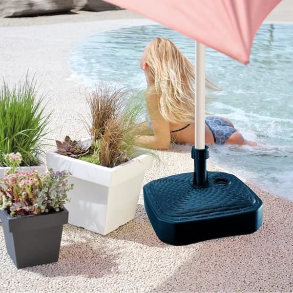 Parasollfot - PROSPERPLAST - Fyrkantig modell - 39 x 39 x 13 cm - Polyeten - Blå