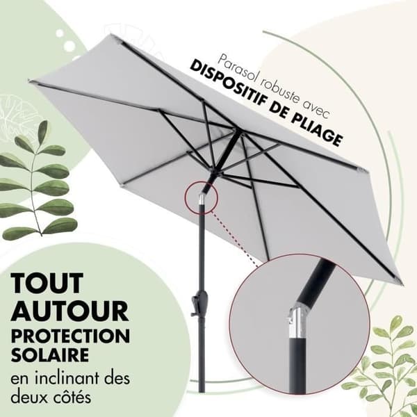 Doppler Parasol Jack 250cm mörkgrå - Rund parasoll för balkong terrass - Fällbar parasoll - Balkong parasoll - Manuell parasoll