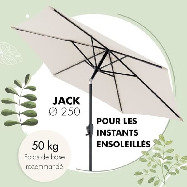 Doppler Parasol Jack 250cm mörkgrå - Rund parasoll för balkong terrass - Fällbar parasoll - Balkong parasoll - Manuell parasoll