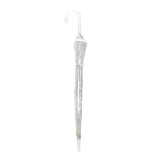 Vindresistent transparent paraply med vit kant