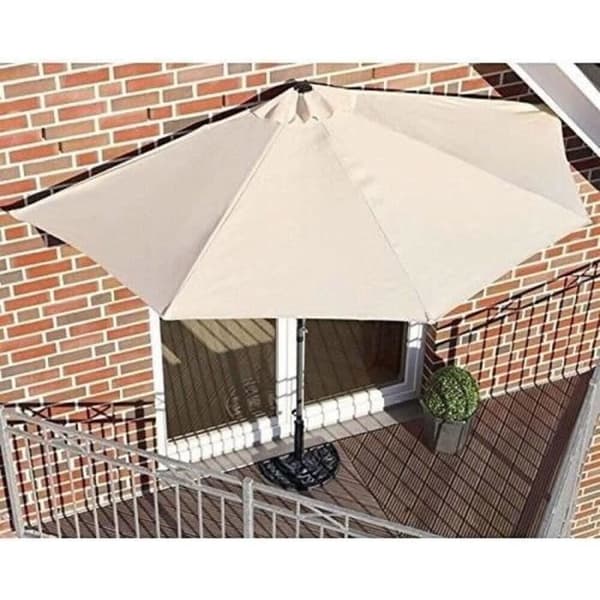 Rund aluminium parasoll för trädgård 270 x 135 x 250 cm, beige, beige, Extra-Stor - MEGA SHOP ITALIA