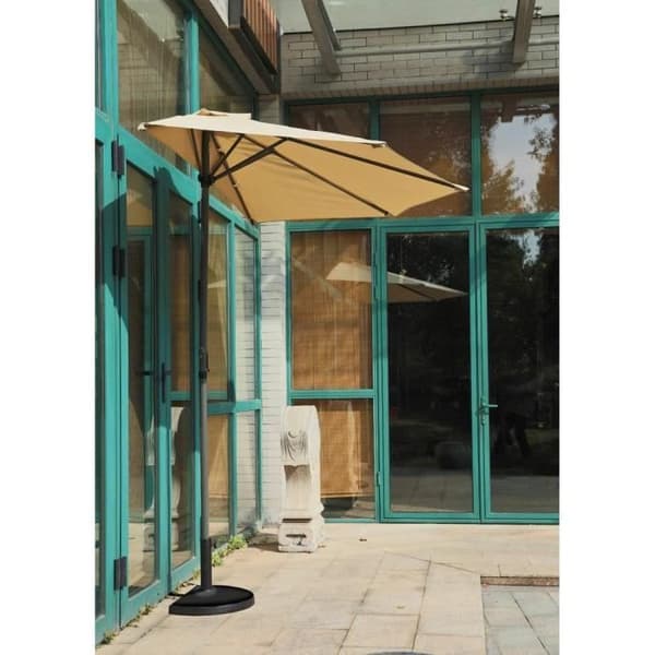 Rund aluminium parasoll för trädgård 270 x 135 x 250 cm, beige, beige, Extra-Stor - MEGA SHOP ITALIA