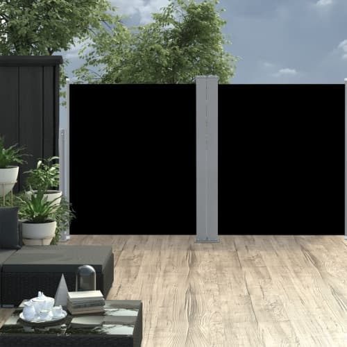 Infällbar sidomarkis svart 140x600 cm