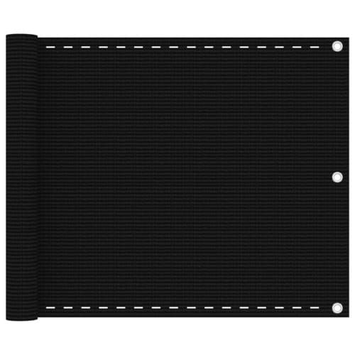 Balkongskärm svart 75x500 cm HDPE