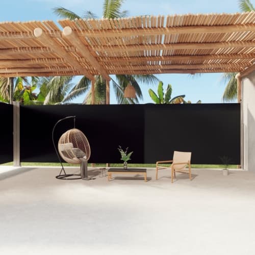 Infällbar sidomarkis svart 220x1200 cm