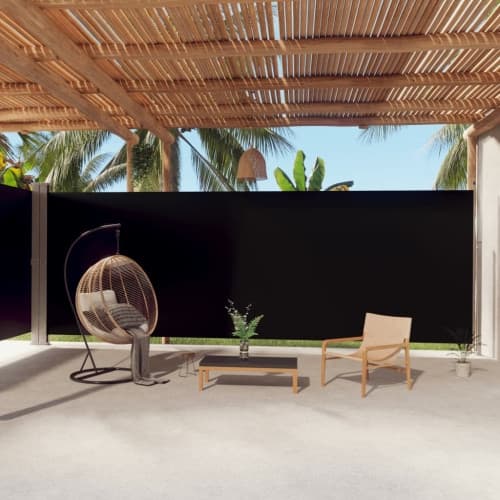 Infällbar sidomarkis svart 220x1000 cm