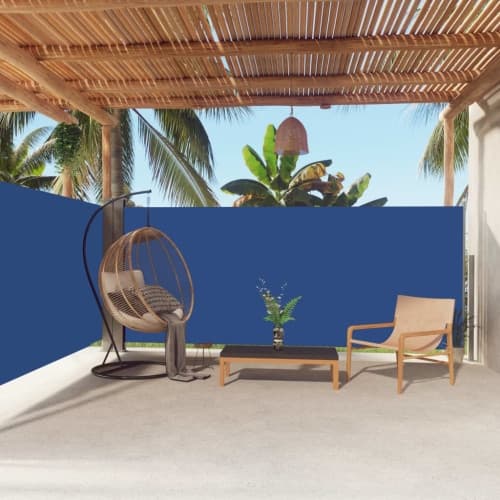 Infällbar sidomarkis blå 160x600 cm