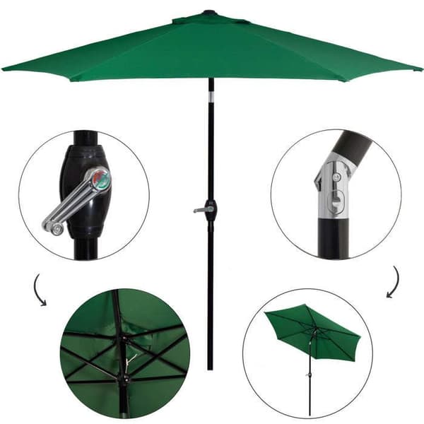 Springos® Uteparasoll med lutningsfunktion och vevsystem 260 cm