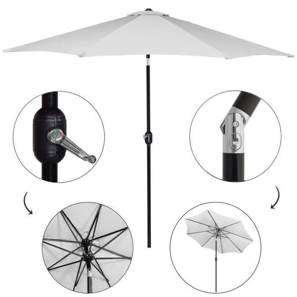 Springos® Trädgårdsparasol med lutningsfunktion och vevsystem 300 x 245 cm