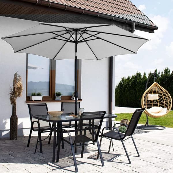Springos® Trädgårdsparasol med lutningsfunktion och vevsystem 300 x 245 cm