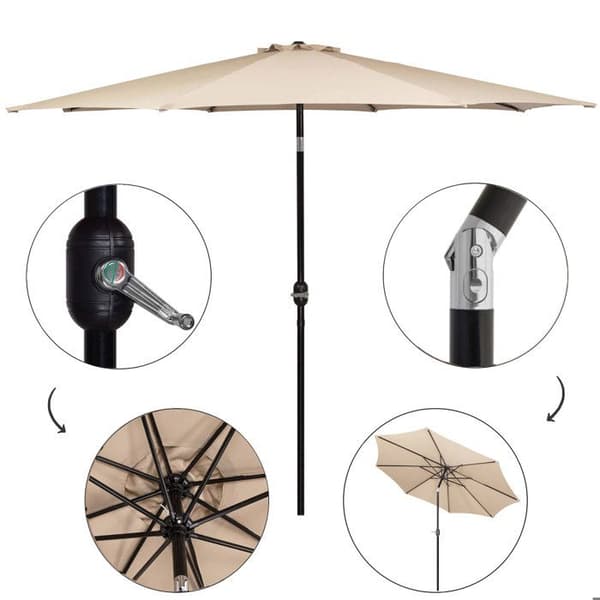 Springos® Trädgårdsparasol med lutningsfunktion och vevsystem 300 x 245 cm